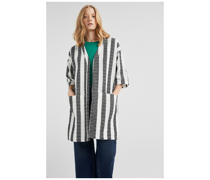 Springfield SS19 Striped Kimonos X-Small For Women - Grey and White - Zoom Image 1