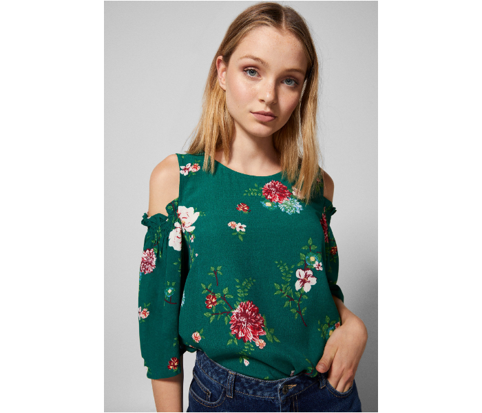 Springfield AW18 Long Sleeve Printed Blouse EU 40 For Women - Green - Zoom Image 1