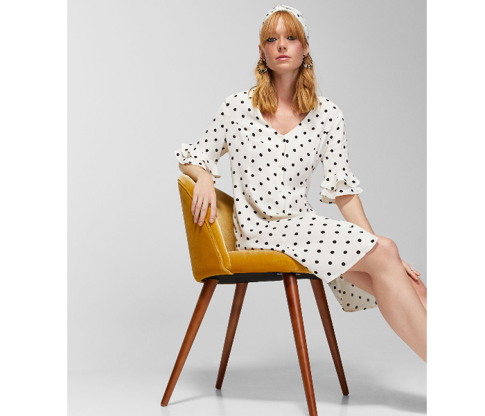 Springfield AW18 Polka Dotted Knit Dress EU 34 For Women - White and Black - Zoom Image 1