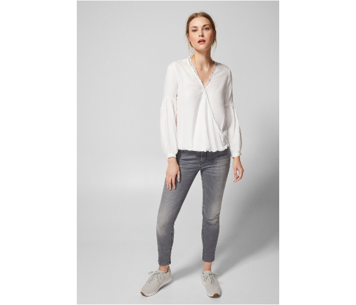 Springfield AW18 Long Sleeve Plain Blouse EU 42 For Women -White - Zoom Image 2