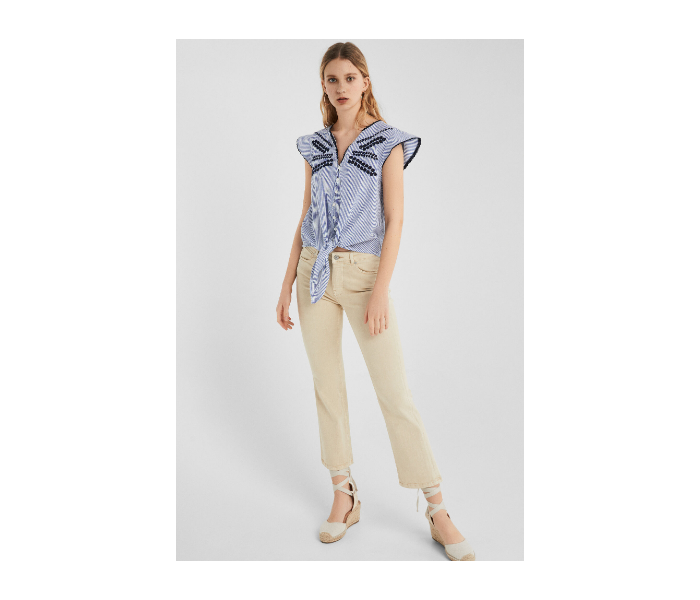 Springfield SS19 Design Short Sleeve Blouse EU 42 For Women - Light Indigo - Zoom Image 1