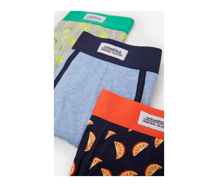 Springfield SS20 Pack of 3 Knitted Boxers And Slips Small For Men- Grey Blue and Black - Zoom Image 2