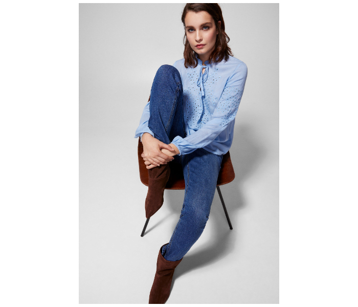 Springfield SS19 Long Sleeve Plain Blouse EU 42 For Women - Medium Blue - Zoom Image 1