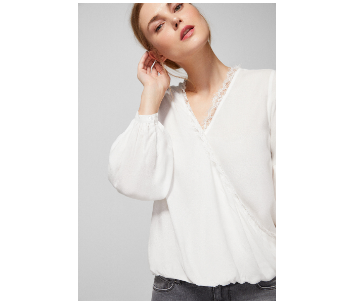 Springfield AW18 Long Sleeve Plain Blouse EU 40 For Women -White - Zoom Image 1