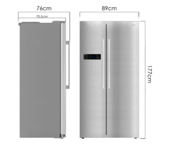 Midea HC-689WENSS 510 litre Side By Side Refrigerator - Stainless Steel - Zoom Image 4