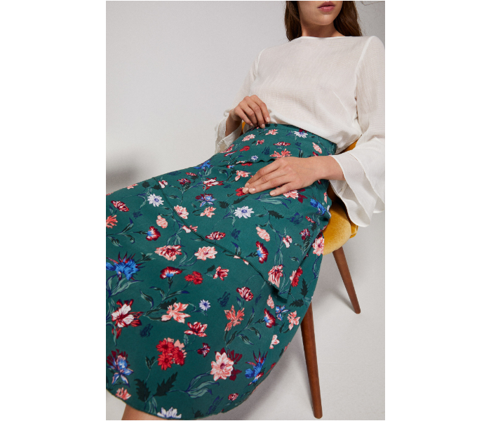 Springfield AW18 Flower Printed Midi Skirt EU 34 For Women - Green - Zoom Image 2