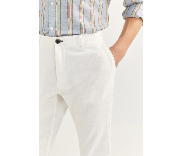 Springfield SS20 Sport Trouser Solid Chinos EU 38 For Men - White - Zoom Image 3