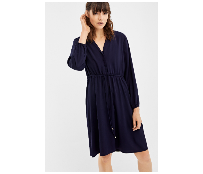 Springfield AW19 Knit Dress With Tie-Up EU 38 For Women - Navy Blue - Zoom Image 1