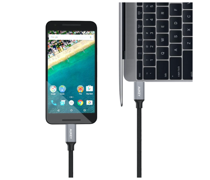 Aukey CD6G 2m USB 2.0 USB-C to USB-C Cable - Grey - Zoom Image 2