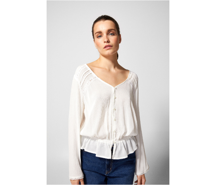 Springfield AW18 Long Sleeve Blouse EU 38 For Women - White - Zoom Image 4