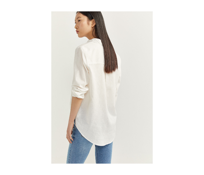 Springfield SS20 Long Sleeve Plain Shirt EU 40 For Women - Light Cream - Zoom Image 4