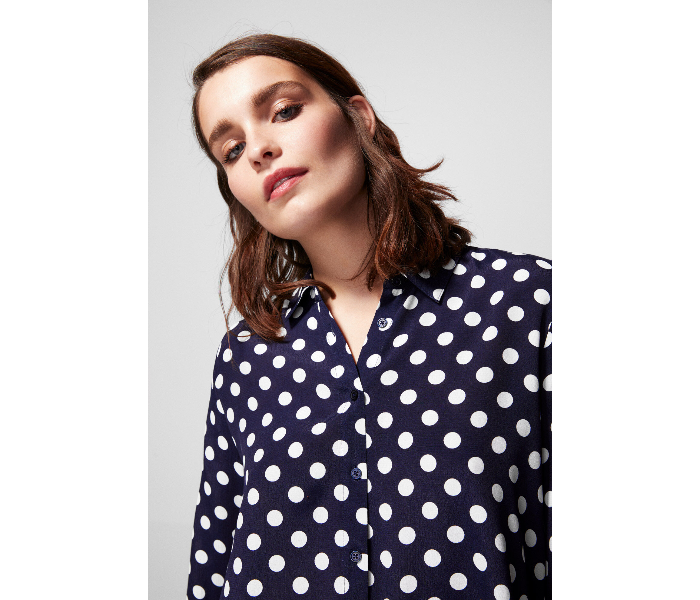 Springfield SS19 Long Sleeve Polka Dotted Blouse EU 38 For Women - Dark Blue - Zoom Image 3