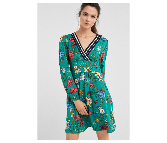 Springfield SS19 Mini Floral Knit Dress EU 34 For Women - Green - Zoom Image 5