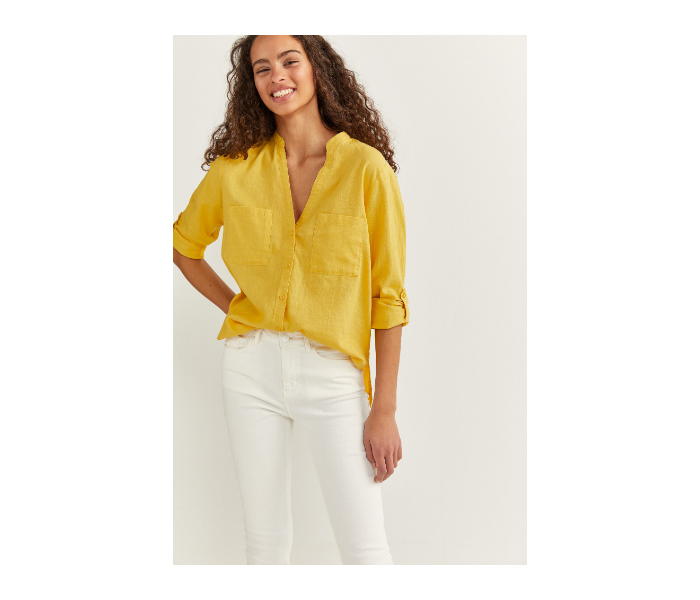 Springfield SS20 Long Sleeve Plain Shirt EU 38 For Women - Yellow - Zoom Image 2