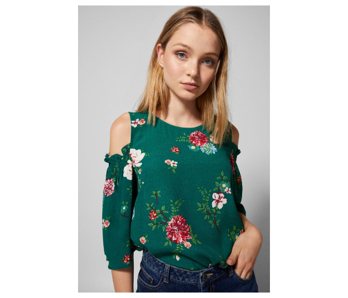 Springfield AW18 Long Sleeve Printed Blouse EU 42 For Women - Green - Zoom Image 1