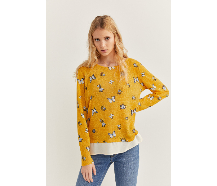 Springfield SS20 Butterfly Printed Long Sleeve T-Shirt X-Small For Women - Yellow - Zoom Image 3