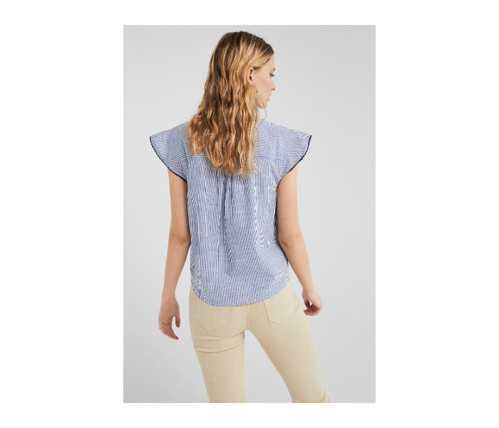 Springfield SS19 Design Short Sleeve Blouse EU 34 For Women - Light Indigo - Zoom Image 3