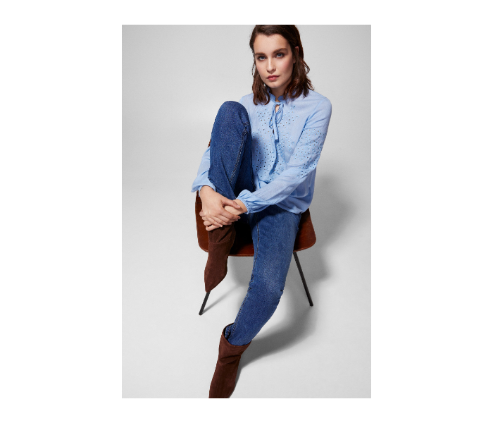 Springfield SS19 Long Sleeve Plain Blouse EU 40 For Women - Blue - Zoom Image 1