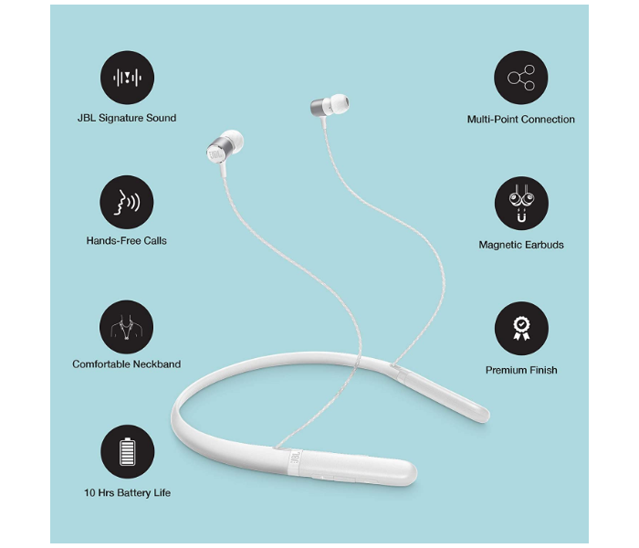 JBL Bluetooth Neckband Live 200BT - White - Zoom Image 9