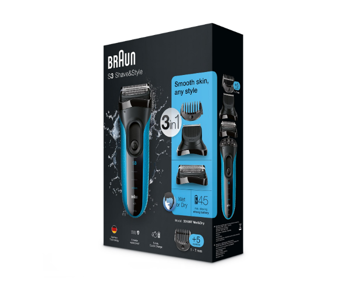 Braun Series 3 Shave&Style 3000BT 3-in-1 Electric Shaver, Razor