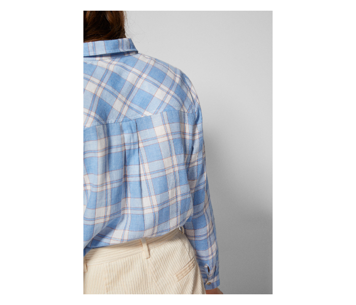 Springfield SS19 Long Sleeve Checked Blouse EU 38 For Women - Blue and White - Zoom Image 4