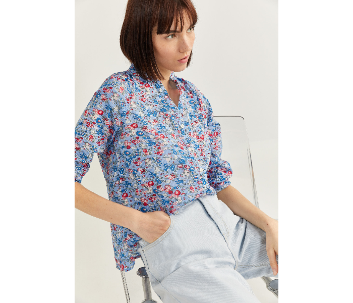 Springfield SS20 Long Sleeve Floral Blouse With Button Closure EU 42 For Women - Blue - Zoom Image 4