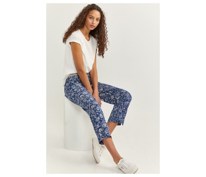 Springfield SS20 Printed Cotton Fancy Pant EU 38 For Women - Blue and White - Zoom Image 2