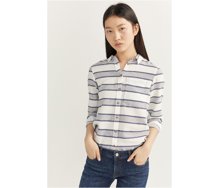 Springfield SS20 Long Sleeve Striped Shirt EU 34 For Women - White and Blue - Zoom Image 3