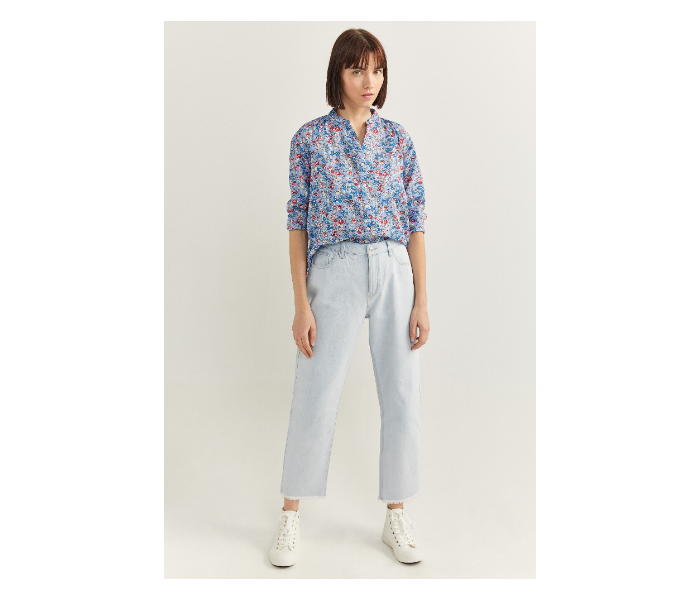 Springfield SS20 Long Sleeve Floral Blouse With Button Closure EU 38 For Women - Blue - Zoom Image 1