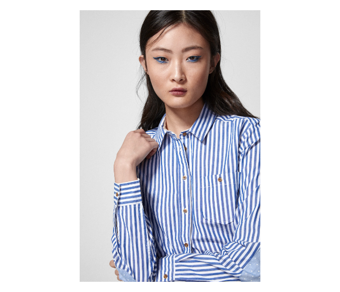 Springfield SS19 Long Sleeve Striped Blouse EU 42 For Women - Blue and White - Zoom Image 4