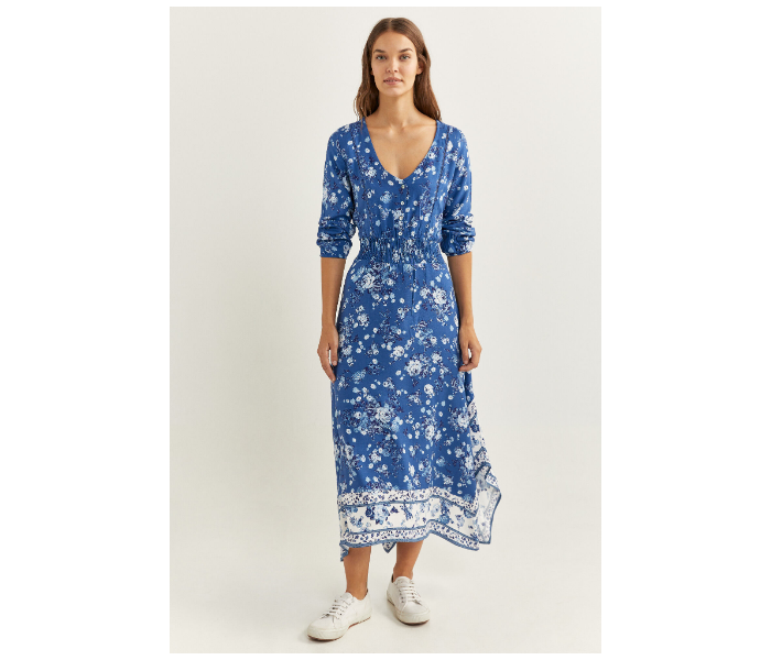 Springfield SS20 Printed Knit Dress EU 36 For Women - Blue and White - Zoom Image 1