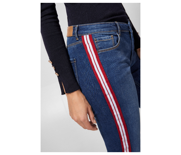 Springfield AW18 Fancy Denim Trouser EU 40 For Women - Blue and Red - Zoom Image 3