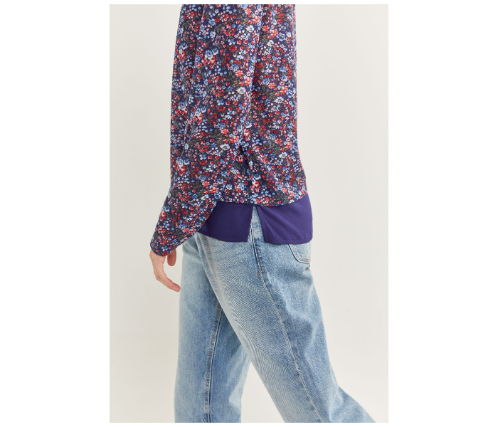 Springfield SS20 Floral Printed Long Sleeve T-Shirt Medium For Women - Blue and Pink - Zoom Image 2