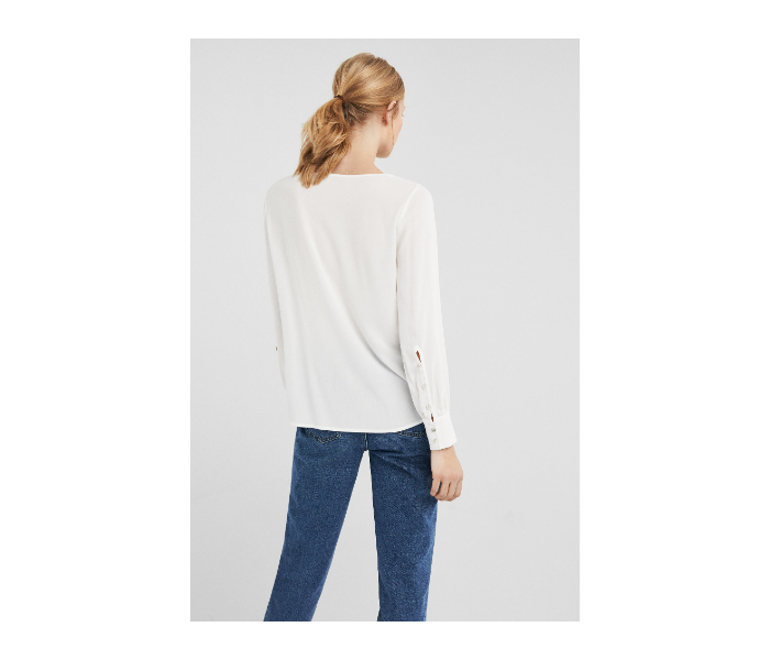 Springfield SS19 Long Sleeve Plain Blouse EU 42 For Women - Cream - Zoom Image 4