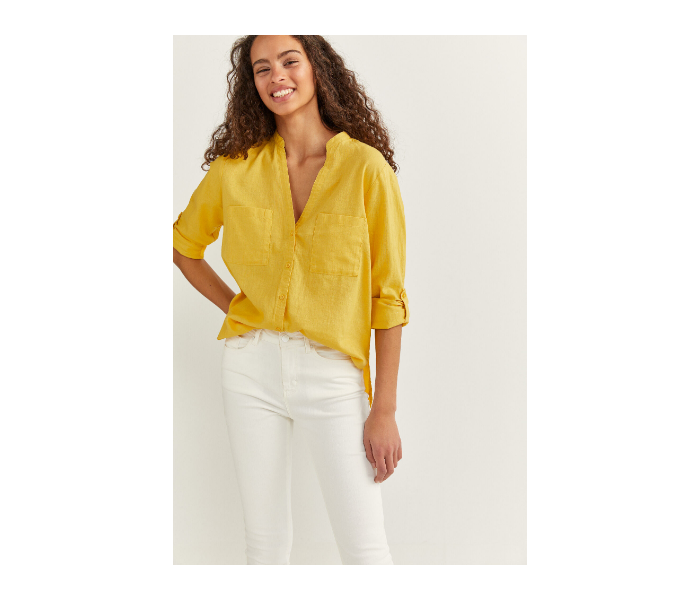 Springfield SS20 Long Sleeve Plain Shirt EU 40 For Women - Yellow - Zoom Image 2