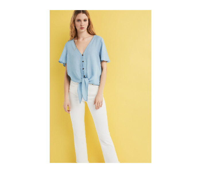 Springfield SS19 Plain Short Sleeve Blouse EU 38 For Women - Light Blue - Zoom Image 1