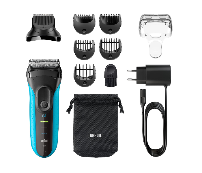 Braun 3000BT Wet and Dry Shaver with Trimmer Head - Blue - Zoom Image 2