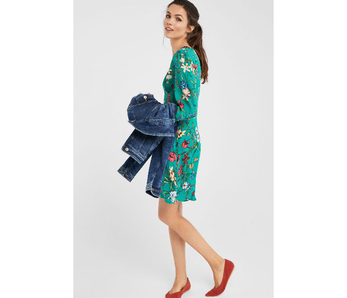 Springfield SS19 Mini Floral Knit Dress EU 42 For Women - Green - Zoom Image 3