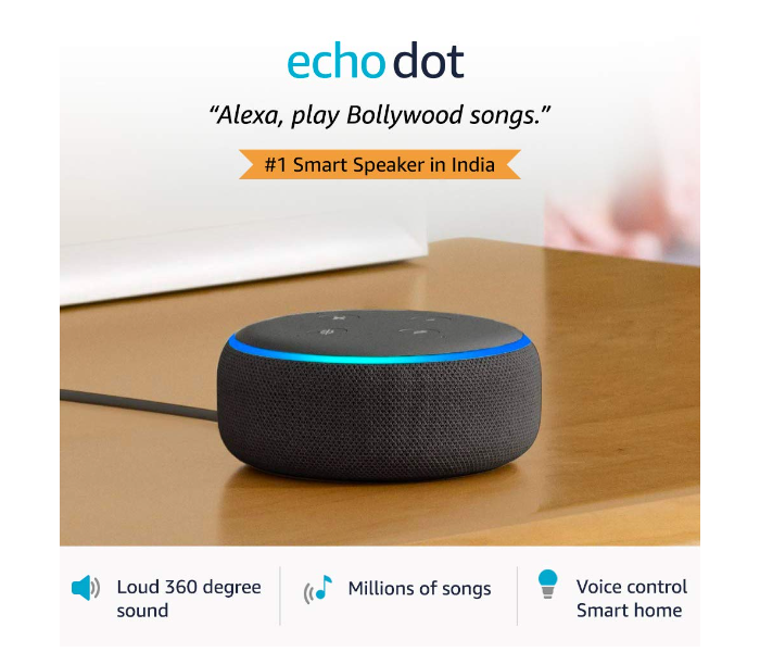 Echo Dot 3rd Gen Smart Speaker with Alexa - Black  - Zoom Image 1