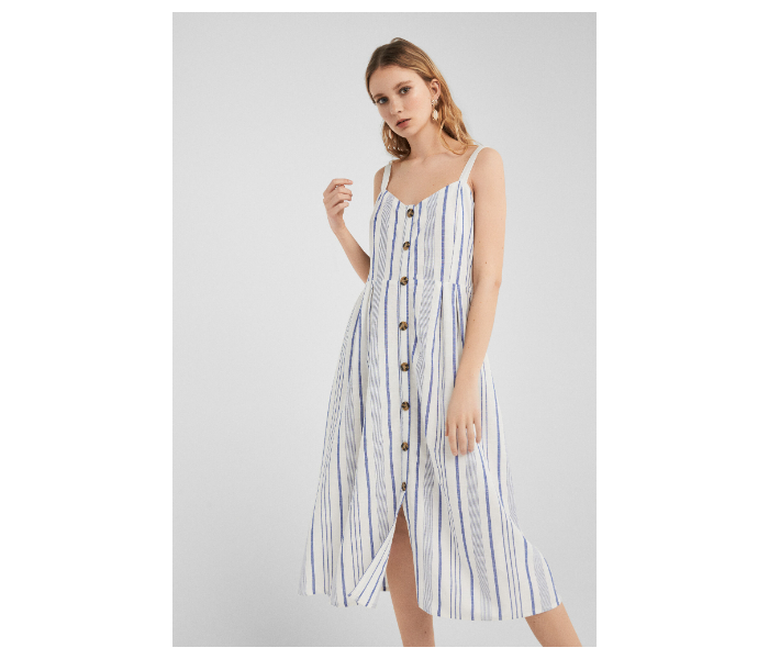 Springfield SS19 Striped Knit Dress EU 42 For Women - White and Blue - Zoom Image 3