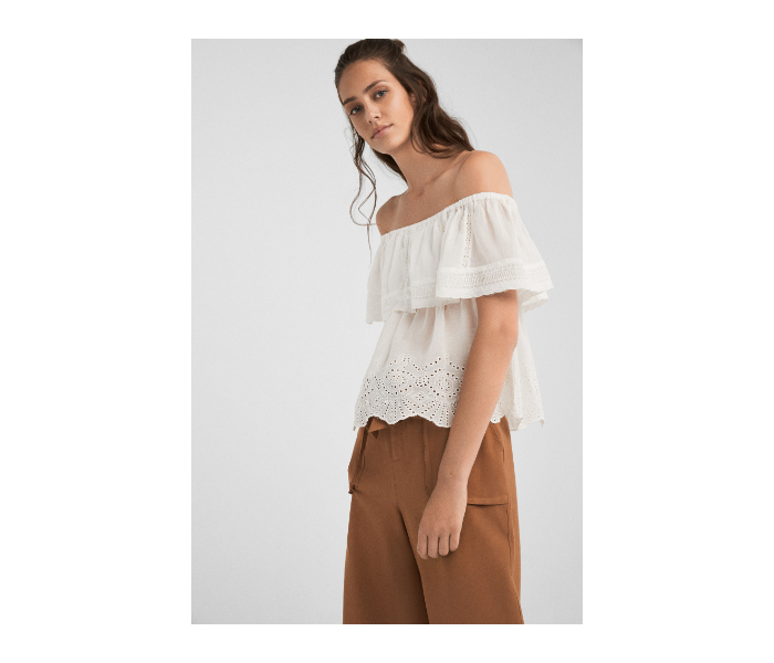 Springfield SS19 Off-Shoulder Blouse EU 34 For Women - Cream - Zoom Image 2