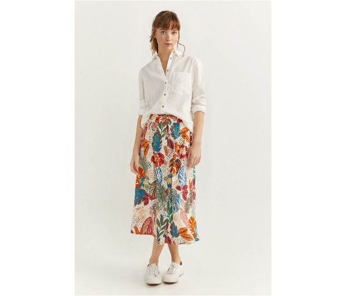 Springfield SS20 Printed Midi Skirt EU 36 For Women - Ivory - Zoom Image 1