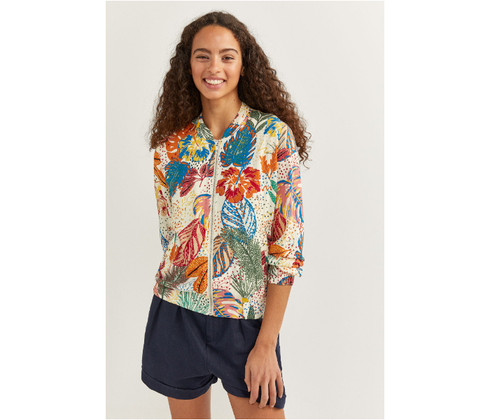 Springfield SS20 Floral Jacket Small For Women - Beige - Zoom Image 2