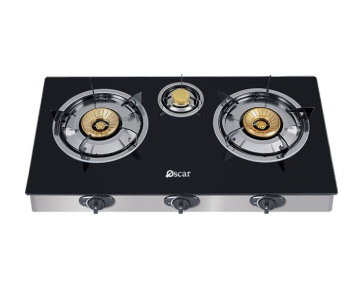 Oscar OGT3GL 3 Burner Gas Table With Glass Top - Black - Zoom Image