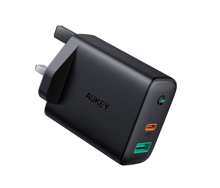 Aukey D1 30W Dual-Port PD Wall Charger with Dynamic Detect - Black - Zoom Image 1