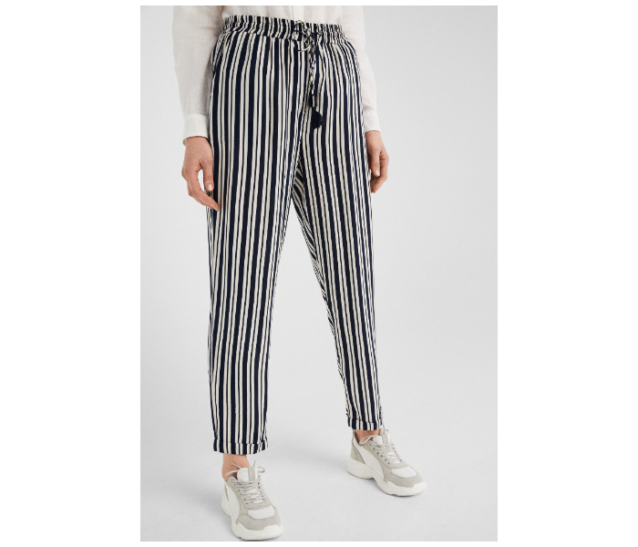 Springfield SS19 Striped Cotton Fancy Pant Medium For Women - White and Black - Zoom Image 1