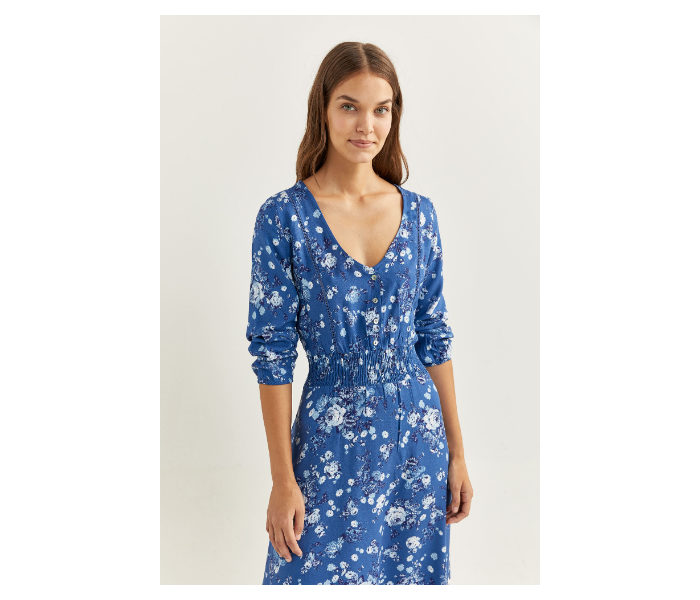 Springfield SS20 Printed Knit Dress EU 38 For Women - Blue and White - Zoom Image 2