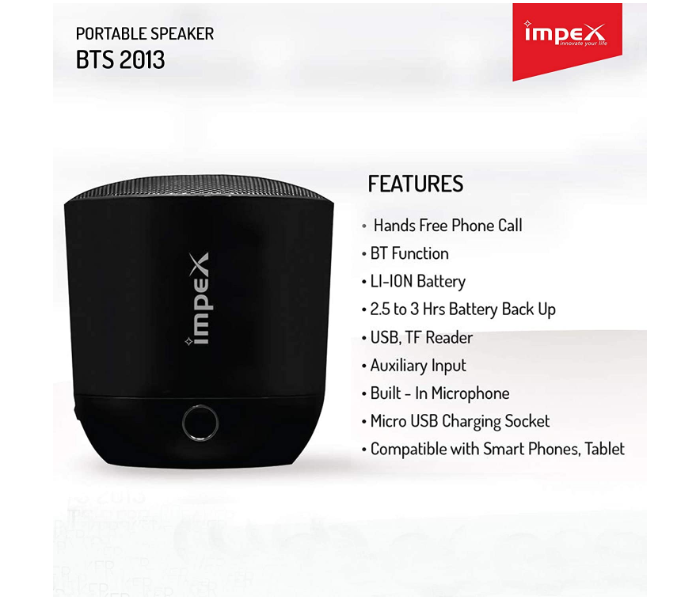 Impex BTS 2013 Multimedia Bluetoothspeaker - Black - Zoom Image 7