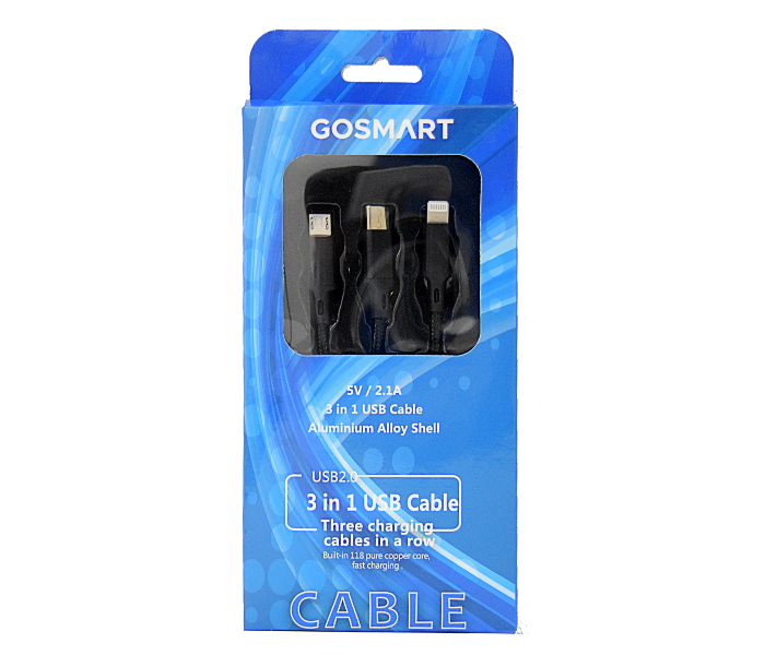 GoSmart G3I1USBCB 3 in 1 USB Cable - Black - Zoom Image 3