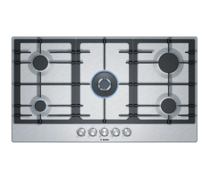 Bosch PCQ9B5O90M 90 Cm Series 6 Gas Hob - Stainless Steel - Zoom Image 1